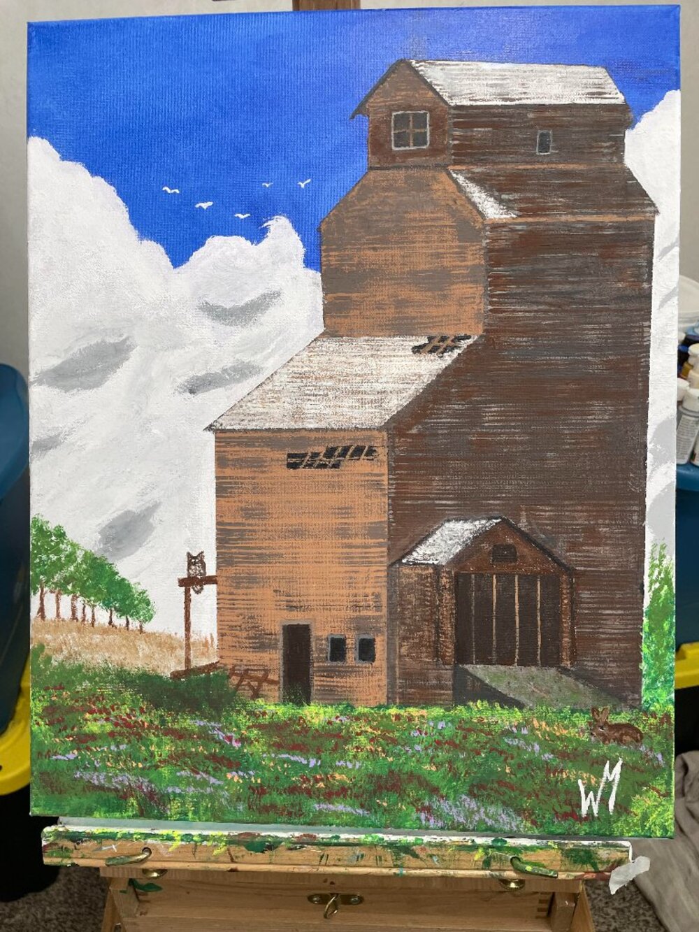 original artwork by W.G. Miller "aging grain elevator"